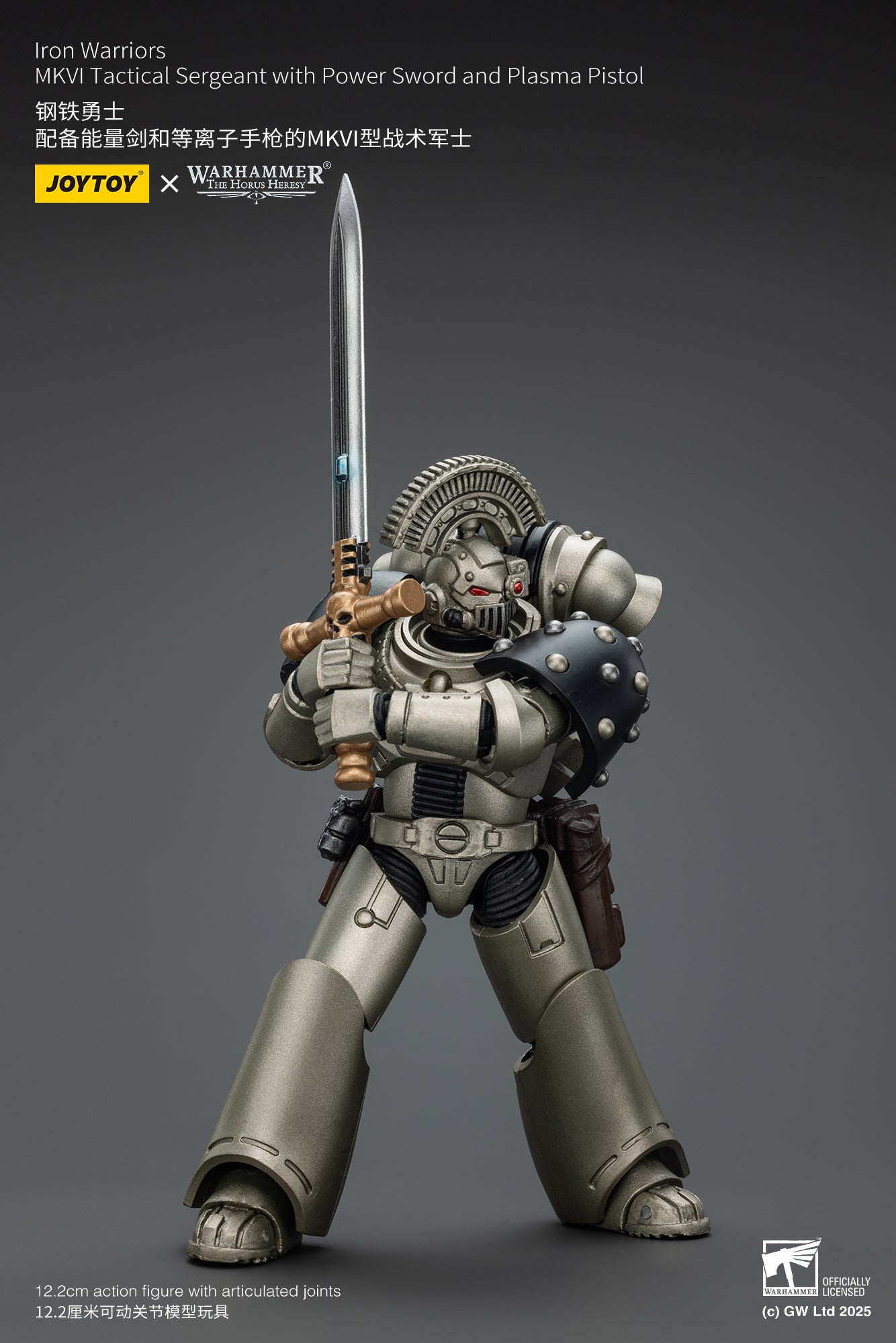 Iron Warriors MKVI Tactical Sergeant with Power Sword and Plasma Pistol - 1/18 Warhammer The Horus Heresy Action Figure By JOYTOY