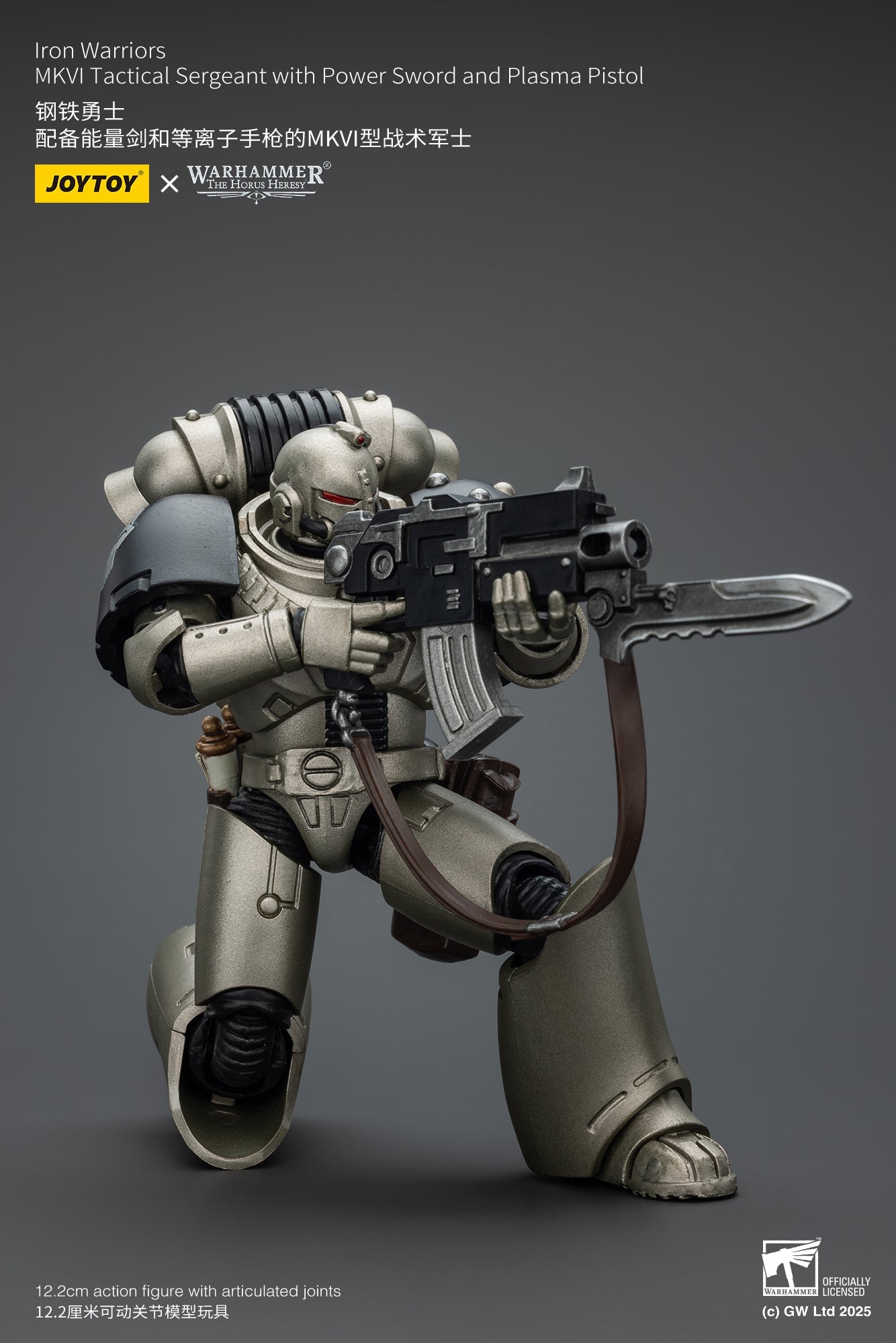 Iron Warriors MKVI Tactical Sergeant with Power Sword and Plasma Pistol - 1/18 Warhammer The Horus Heresy Action Figure By JOYTOY