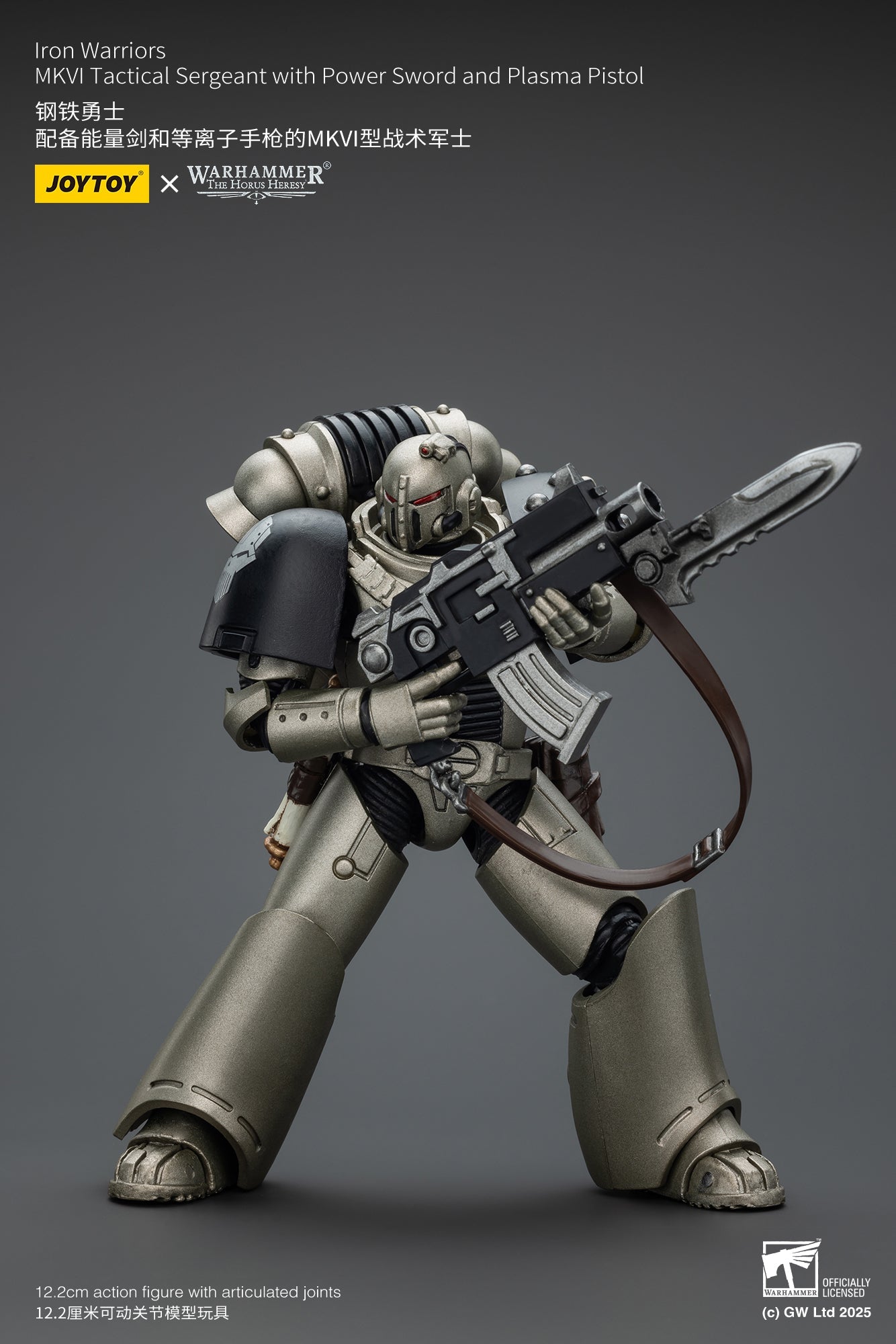 Iron Warriors MKVI Tactical Sergeant with Power Sword and Plasma Pistol - 1/18 Warhammer The Horus Heresy Action Figure By JOYTOY