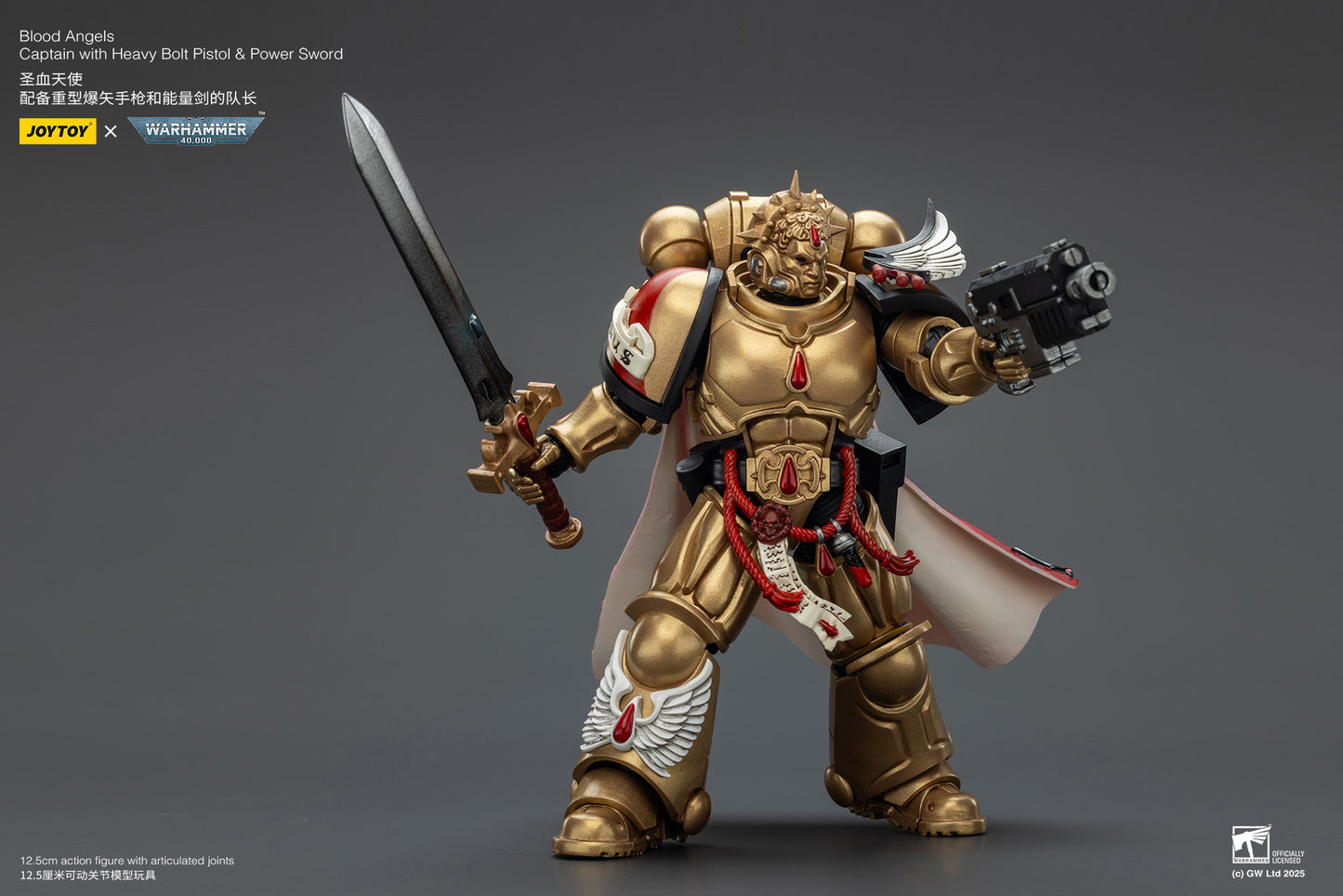 Blood Angels Captain with Heavy Bolt Pistol & Power Sword- 1/18 warhammer 40k Action Figure By JOYTOY