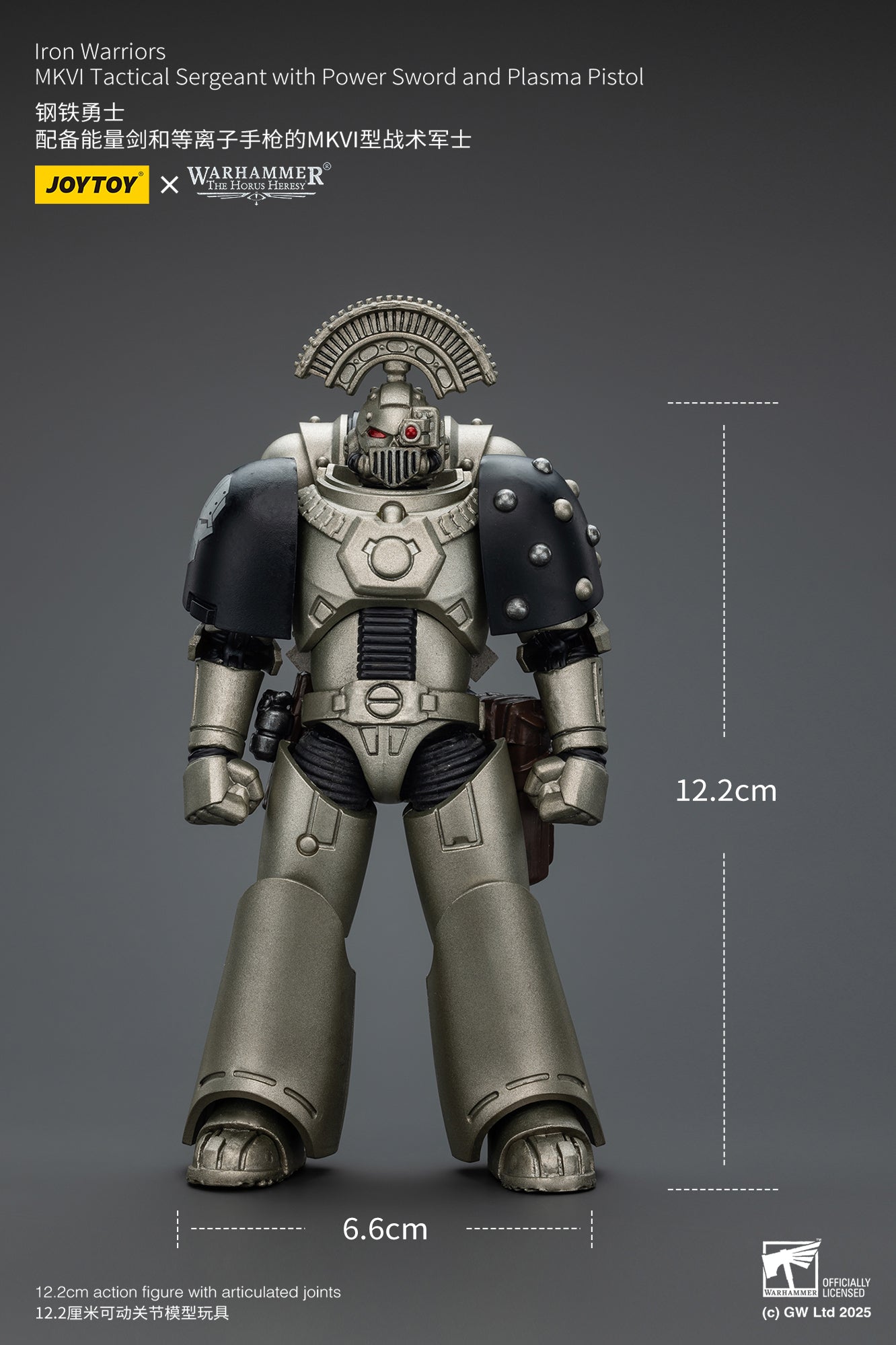 Iron Warriors MKVI Tactical Sergeant with Power Sword and Plasma Pistol - 1/18 Warhammer The Horus Heresy Action Figure By JOYTOY