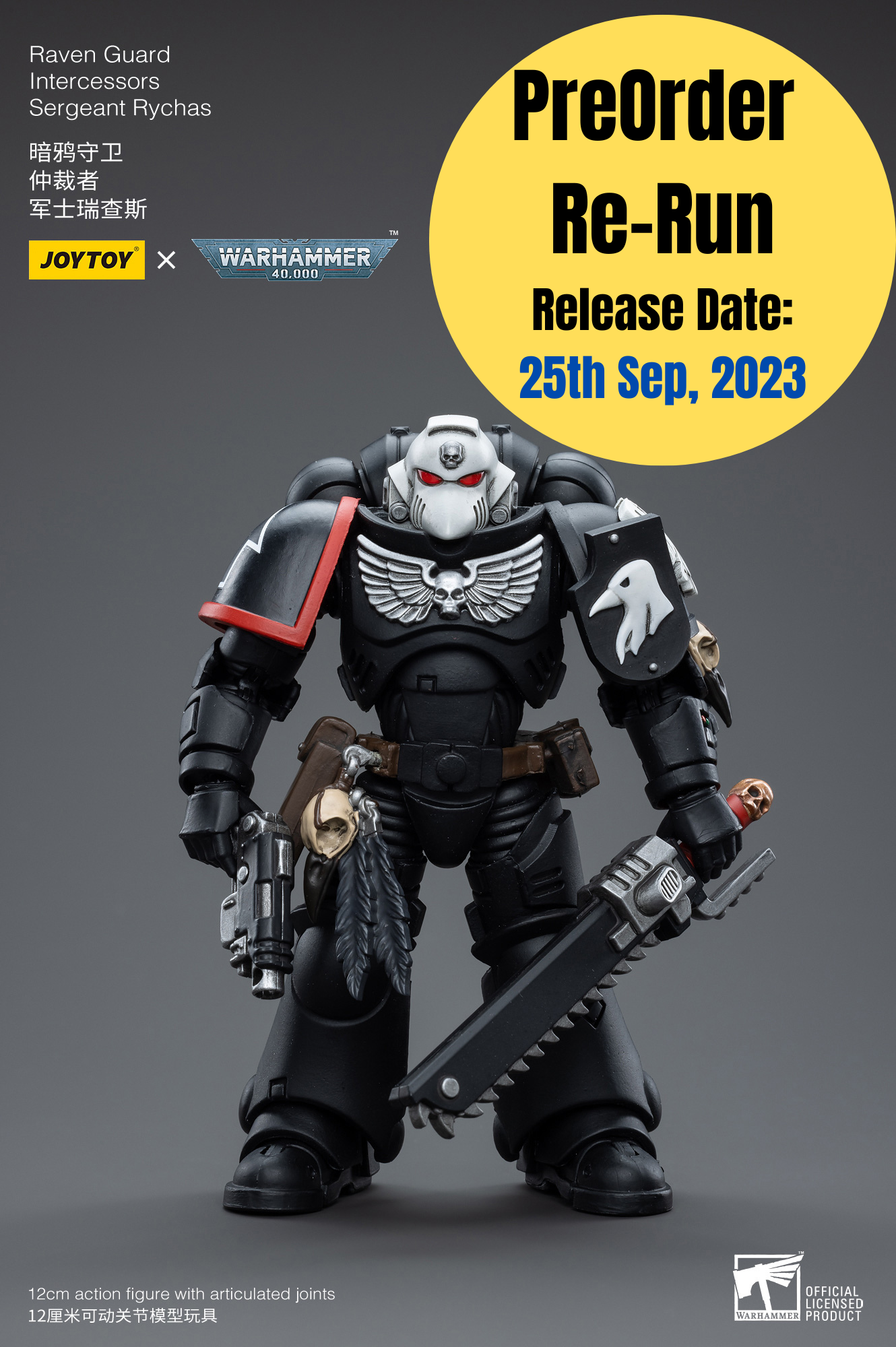 1/18 JoyToy Warhammer40K Raven Guard Intercessors Sergeant Rychas