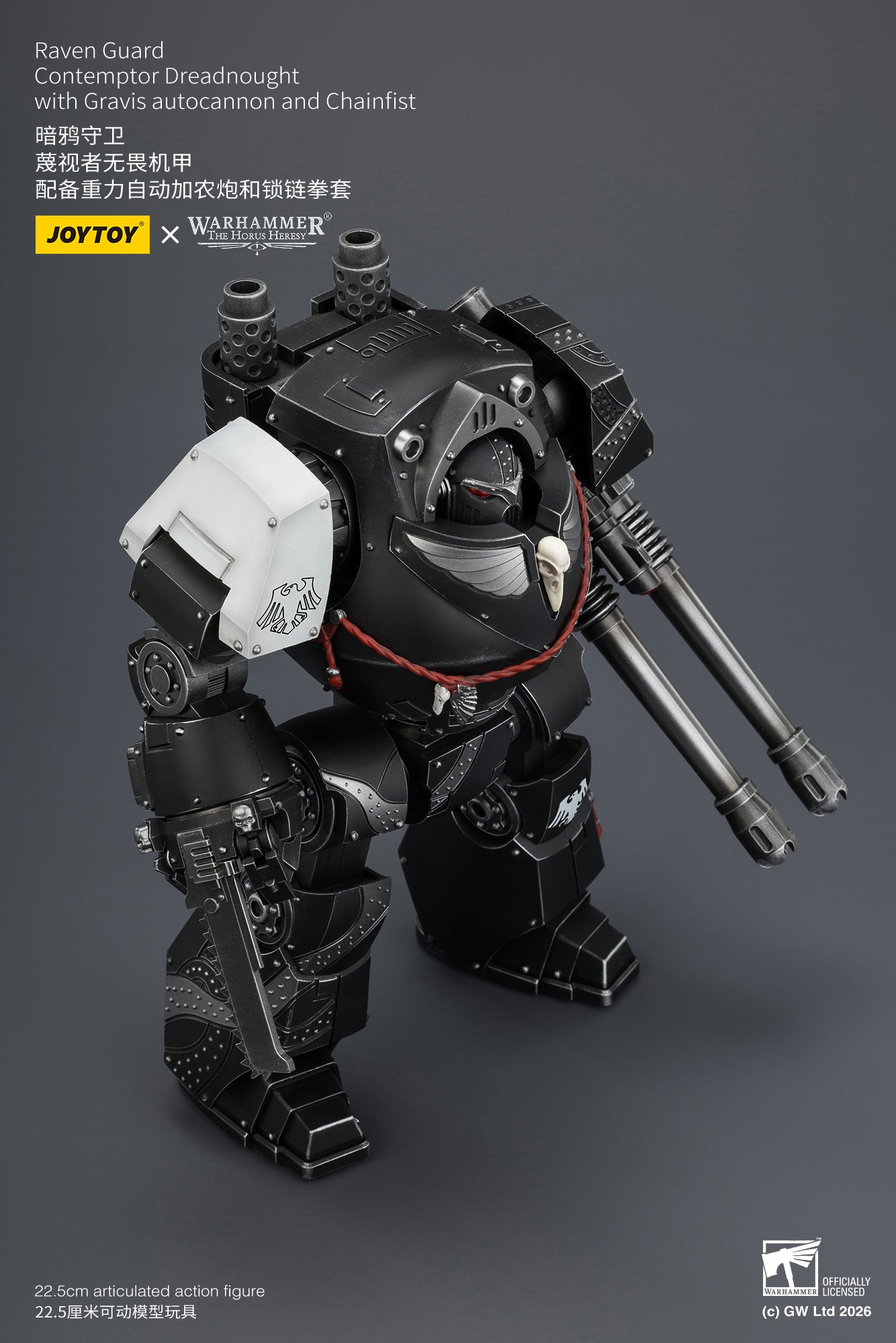 Raven Guard Contemptor Dreadnought with Gravis autocannon and Chainfist - Warhammer "The Horus Heresy" 1/18 Action Figure By JOYTOY