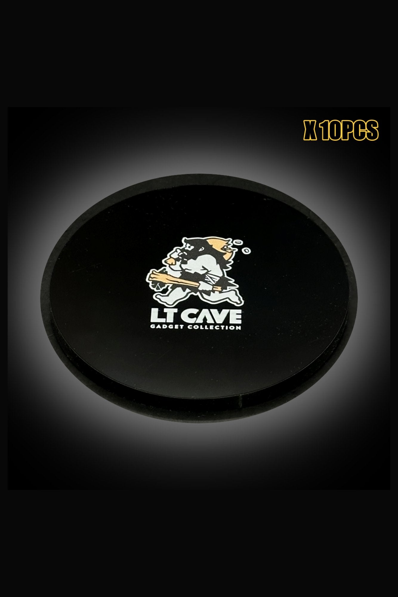 LT Cave 10pcs Acrylic Display Stand Base Plate for Action Figure (Black with Logo)