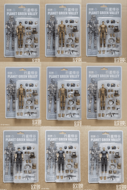 EFSA - Security Forces Blue Wing Group Male Military Figures - 1/18 Action Figure By Planet Green Valley