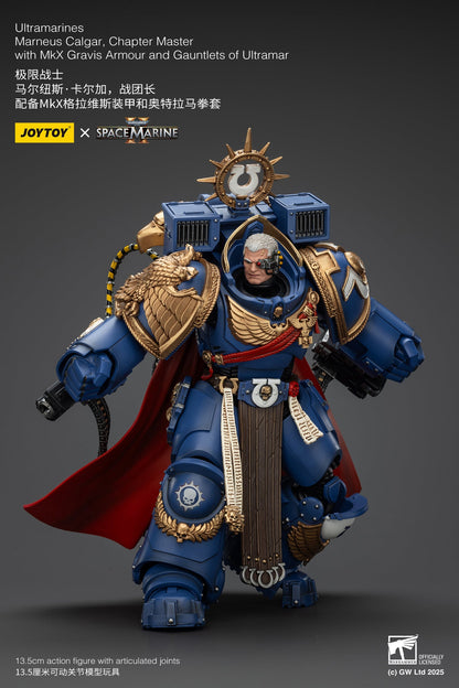Ultramarines Marneus Calgar, Chapter Master with MKX Gravis Armor and Gauntlets of Ultramar- Warhammer SPACE MARINE II 1/18 Action Figure By JOYTOY