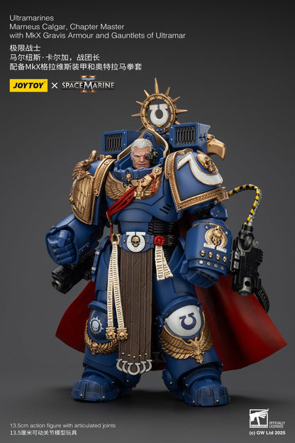 Ultramarines Marneus Calgar, Chapter Master with MKX Gravis Armor and Gauntlets of Ultramar- Warhammer SPACE MARINE II 1/18 Action Figure By JOYTOY