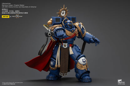 Ultramarines Marneus Calgar, Chapter Master with MKX Gravis Armor and Gauntlets of Ultramar- Warhammer SPACE MARINE II 1/18 Action Figure By JOYTOY