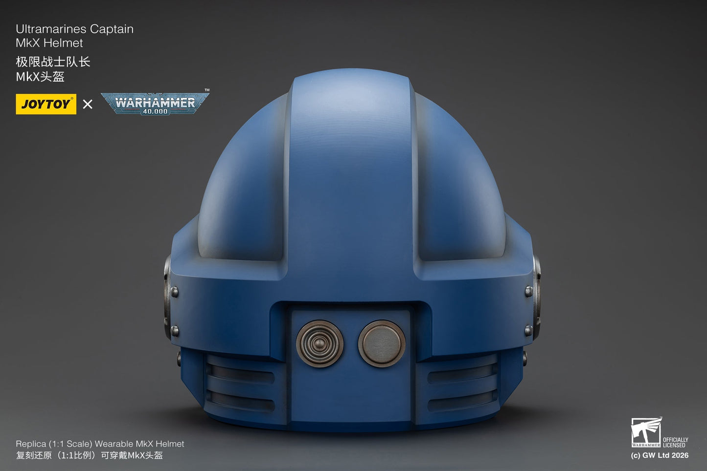 Ultramarines Captain MkX Helmet & Display Stand- Warhammer 40k 1/1 Action Figure By JOYTOY