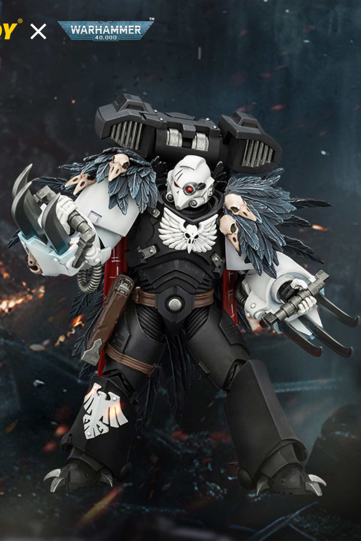 Raven Guard Chapter Master Aethon Shaan with Claws of Severax and Heavy Bolt Pistol - Warhammer 40k 1/18 Action Figure By JOYTOY