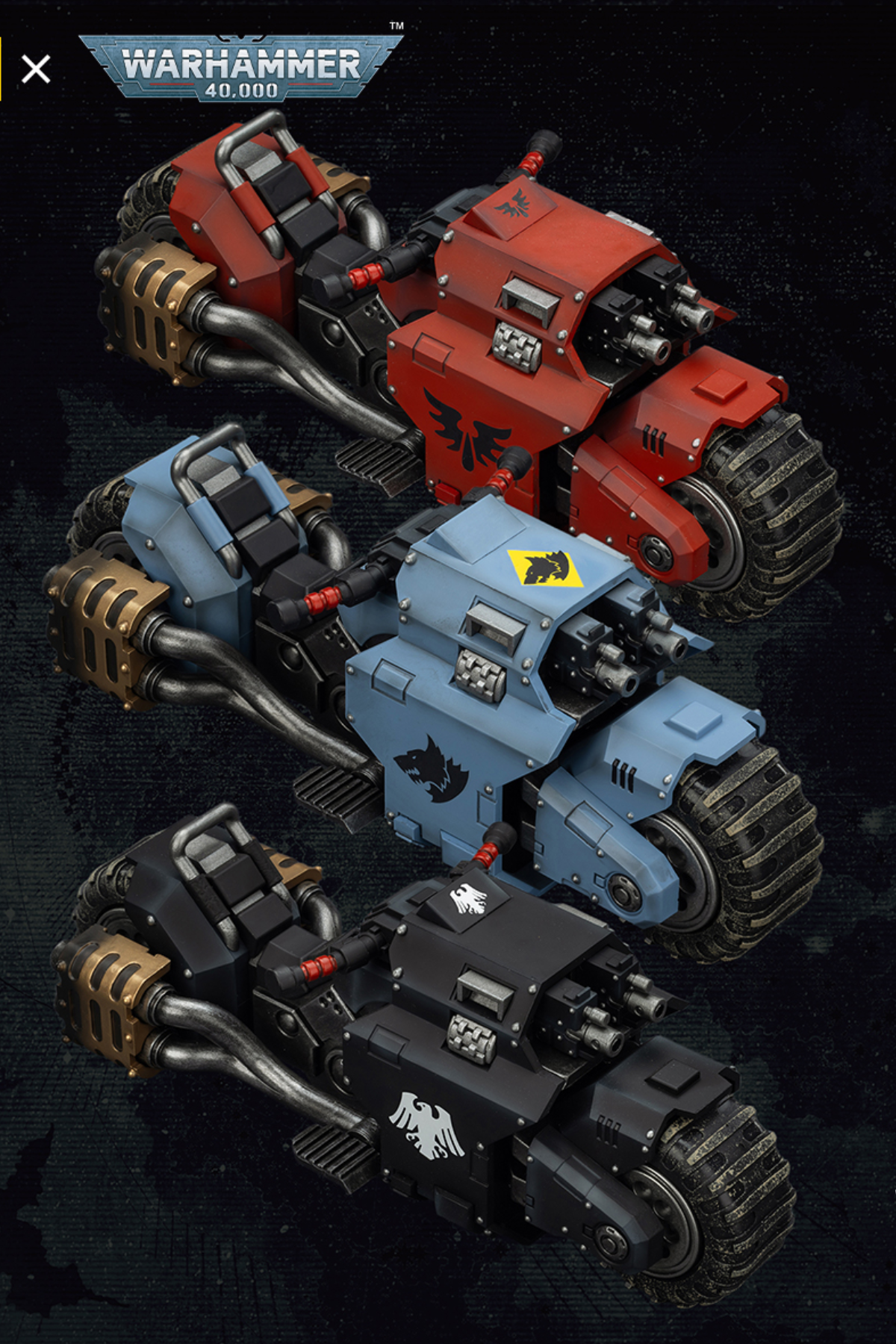 Raider-pattern Combat Bike with twin-linked bolt rifles-Warhammer 40k 1/18 Action Figure By JOYTOY