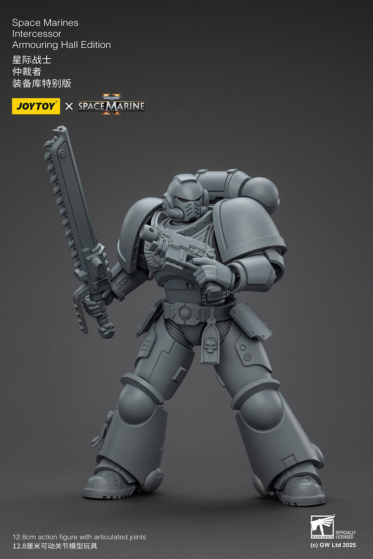 (RE RUN) Space Marines Intercessor Armoring Hall Edition- Warhammer SPACE MARINE II  1/18 Action Figure By JOYTOY (Army Builder w/f Discount)