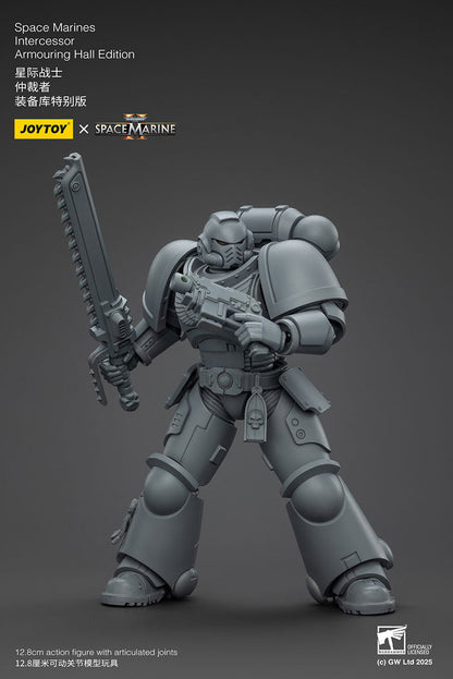 (RE RUN) Space Marines Intercessor Armoring Hall Edition- Warhammer SPACE MARINE II  1/18 Action Figure By JOYTOY (Army Builder w/f Discount)