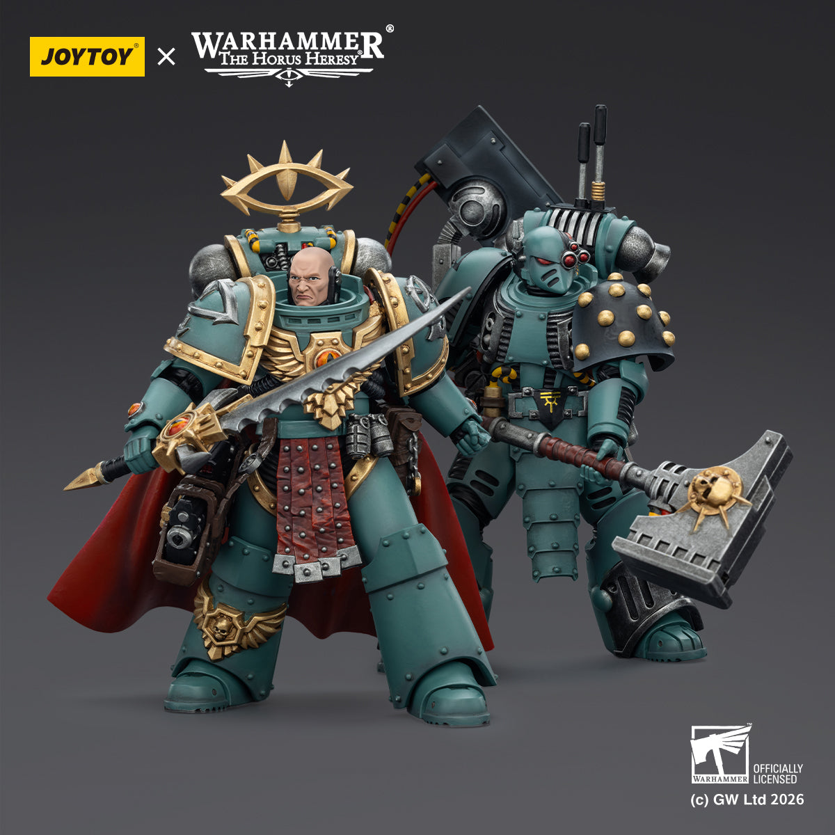 Sons of Horus Tybalt Marr Captain of the 18th Company & Sons of Horus Siege Breaker- Warhammer "The Horus Heresy" Action Figure By JOYTOY