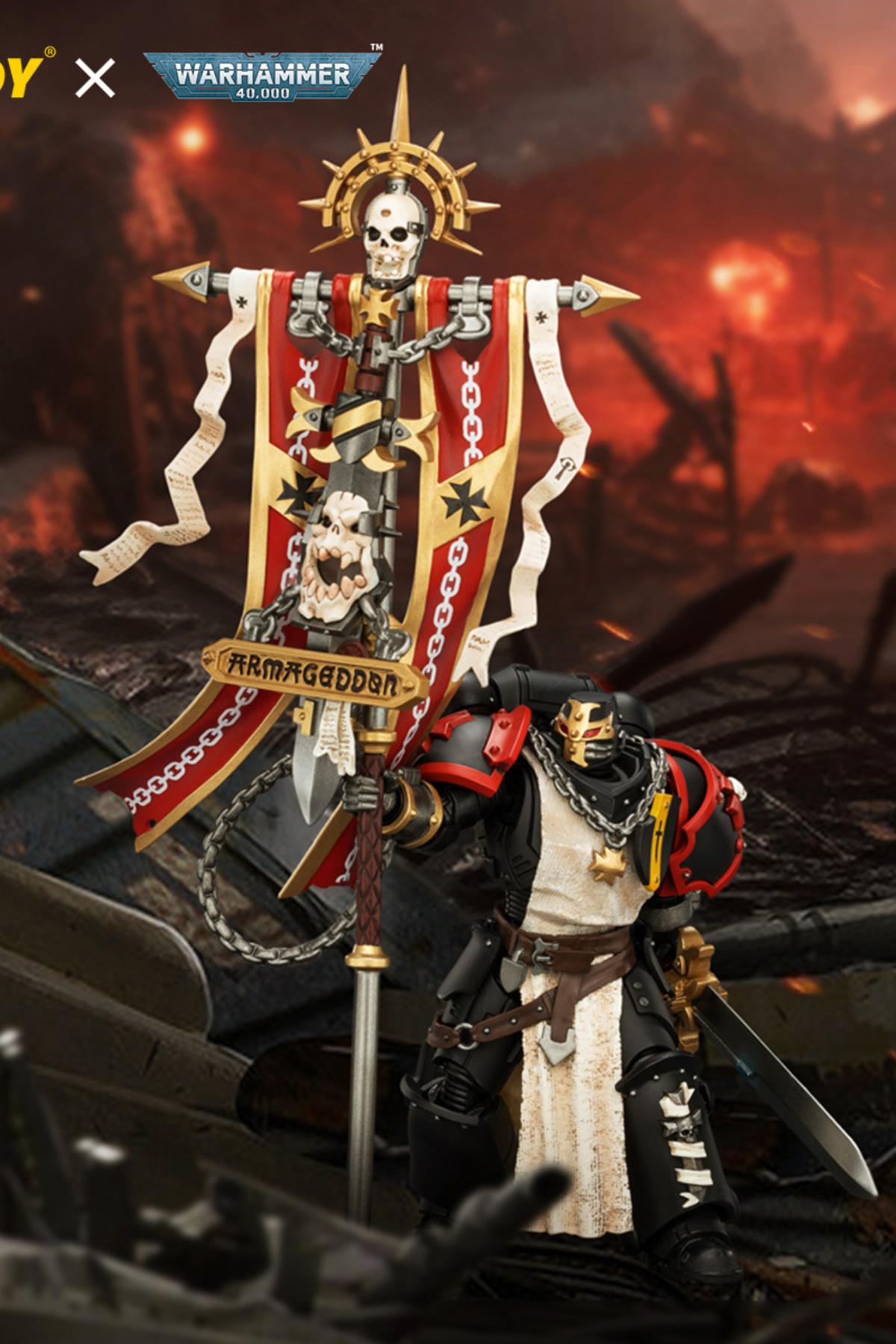 Black Templars Crusader Ancient with Power Sword and Bolt Pistol - Warhammer 40K 1/18 Action Figure By JOYTOY
