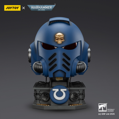 Ultramarines Captain MkX Helmet & Display Stand- Warhammer 40k 1/1 Action Figure By JOYTOY