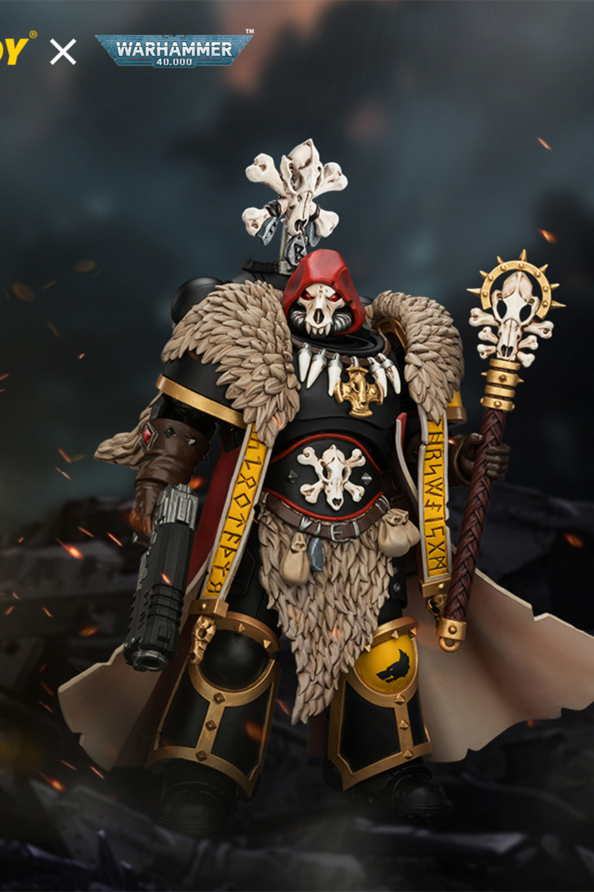 Space Wolves Wolf Priest with Absolvor Bolt Pistol and Crozius - Warhammer 40k 1/18 Action Figure By JOYTOY