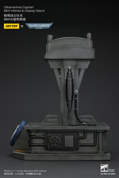 Ultramarines Captain MkX Helmet & Display Stand- Warhammer 40k 1/1 Action Figure By JOYTOY
