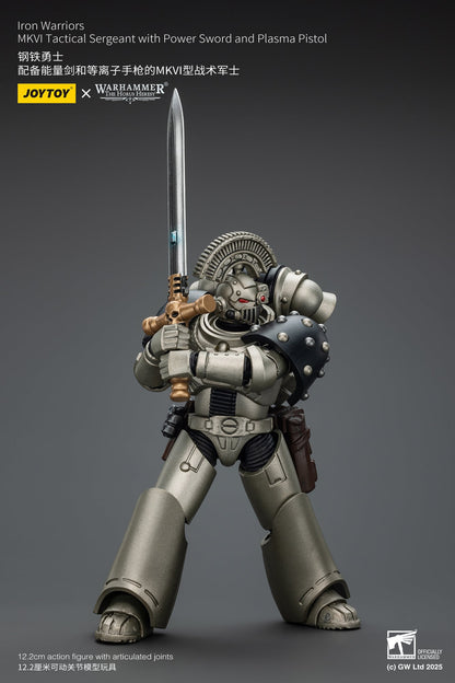 Iron Warriors MKVI Tactical Sergeant with Power Sword and Plasma Pistol - 1/18 Warhammer The Horus Heresy Action Figure By JOYTOY