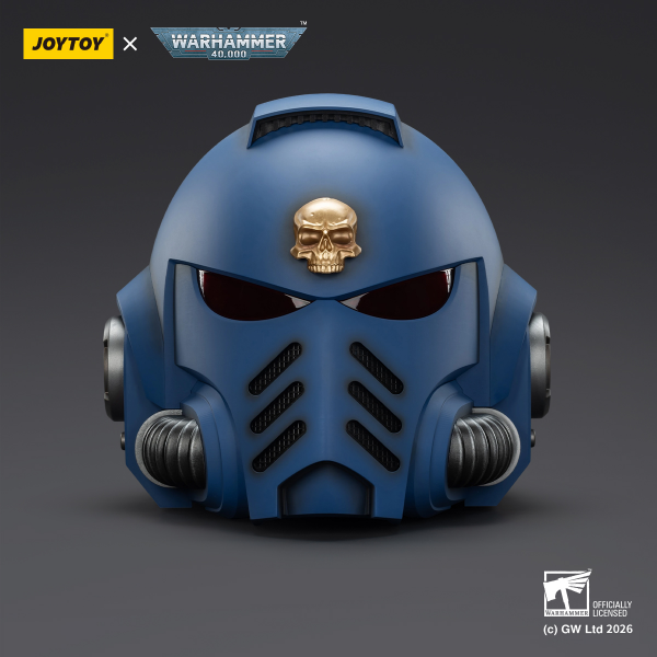 Ultramarines Captain MkX Helmet & Display Stand- Warhammer 40k 1/1 Action Figure By JOYTOY