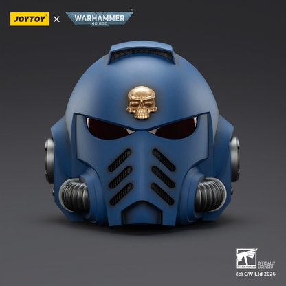 Ultramarines Captain MkX Helmet & Display Stand- Warhammer 40k 1/1 Action Figure By JOYTOY