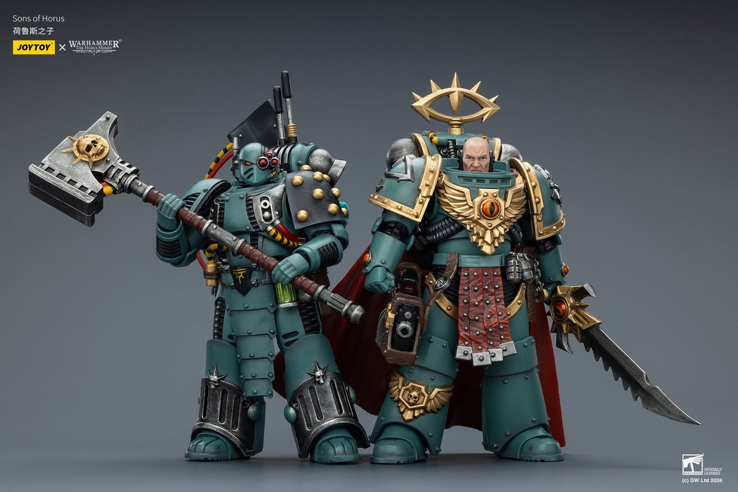Sons of Horus Tybalt Marr Captain of the 18th Company & Sons of Horus Siege Breaker- Warhammer "The Horus Heresy" Action Figure By JOYTOY