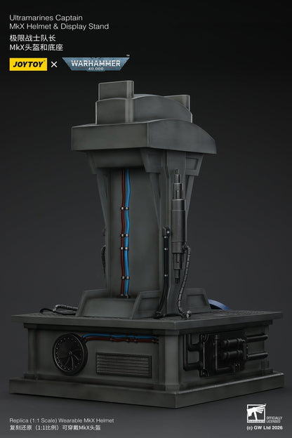 Ultramarines Captain MkX Helmet & Display Stand- Warhammer 40k 1/1 Action Figure By JOYTOY