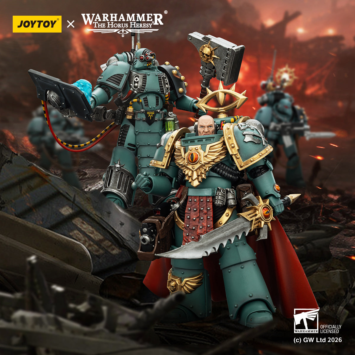 Sons of Horus Tybalt Marr Captain of the 18th Company & Sons of Horus Siege Breaker- Warhammer "The Horus Heresy" Action Figure By JOYTOY