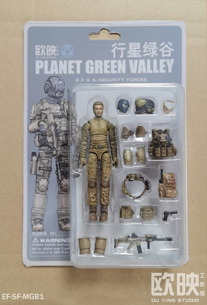 EFSA - Security Forces Blue Wing Group Male Military Figures - 1/18 Action Figure By Planet Green Valley