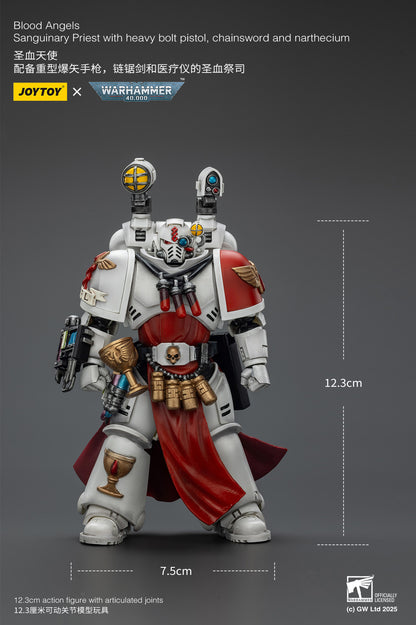 Blood Angels Sanguinary Priest with Heavy bolt pistol, chainsword and narthecium - 1/18 warhammer 40k Action Figure By JOYTOY