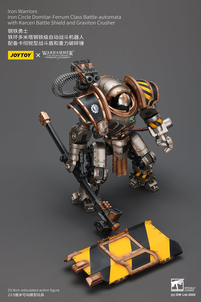 Iron Warriors Iron Circle Domitar-Ferrum Class Battle-automata with Karceri Battle Shield and Graviton Crusher- Warhammer "The Horus Heresy" Action Figure By JOYTOY