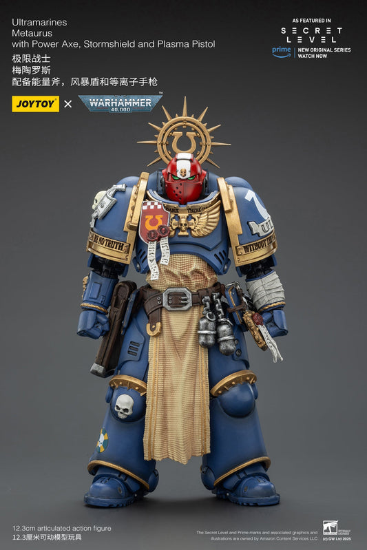 (Re-Run)Ultramarines Metaurus with Power Axe, Stormshield and Plasma Pistol- "Warhammer 40K" 1/18 Action Figure By JOYTOY