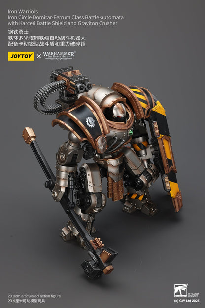 Iron Warriors Iron Circle Domitar-Ferrum Class Battle-automata with Karceri Battle Shield and Graviton Crusher- Warhammer "The Horus Heresy" Action Figure By JOYTOY