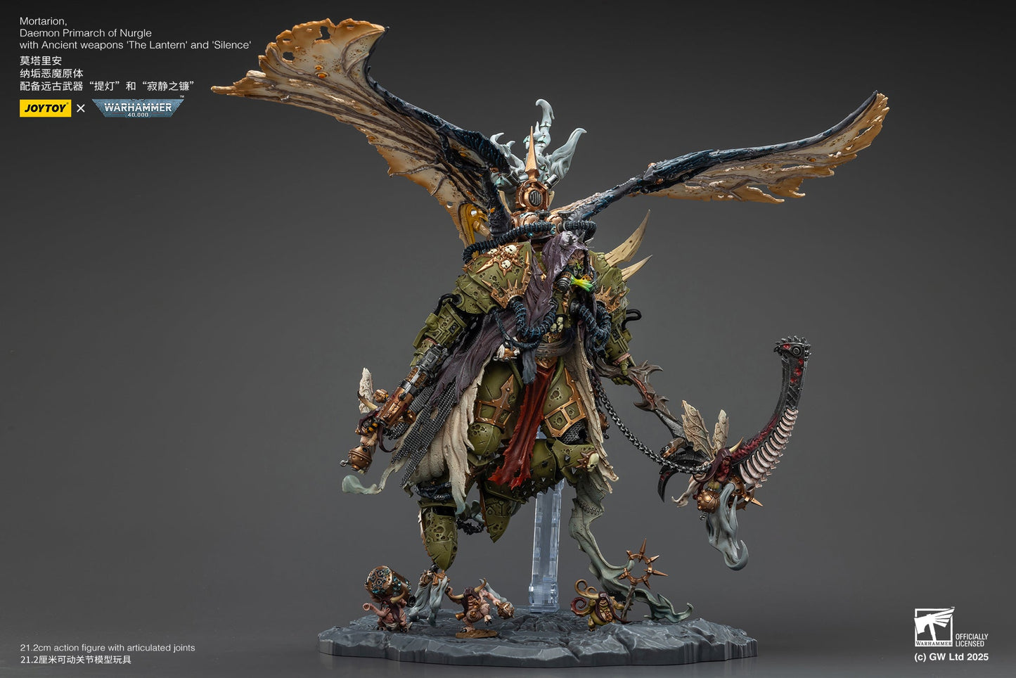 Mortarion, Daemon Primarch of Nurgle with Ancient weapons‘The Lantern' and ‘Silence' - "Warhammer 40K" 1/18 Action Figure By JOYTOY