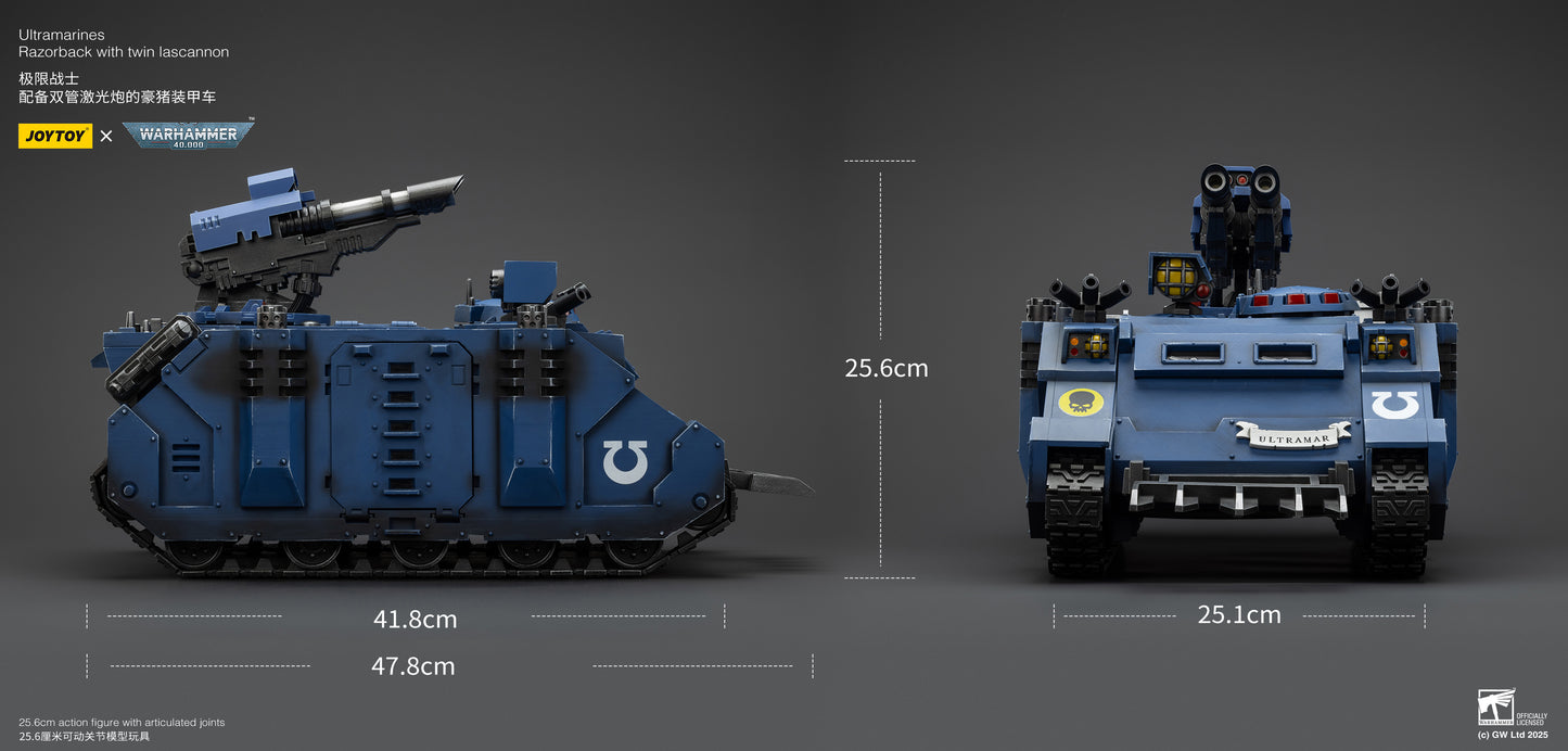 Ultramarines Razorback with twin lascannon- 1/18 warhammer 40k Action Figure By JOYTOY