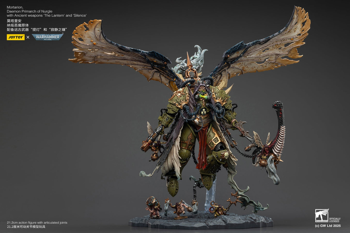 Mortarion, Daemon Primarch of Nurgle with Ancient weapons‘The Lantern' and ‘Silence' - "Warhammer 40K" 1/18 Action Figure By JOYTOY