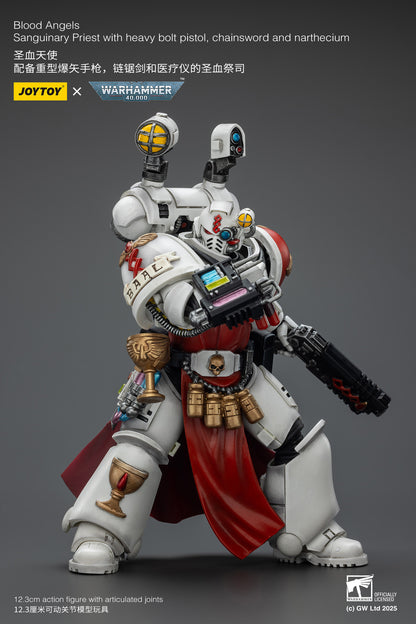 Blood Angels Sanguinary Priest with Heavy bolt pistol, chainsword and narthecium - 1/18 warhammer 40k Action Figure By JOYTOY