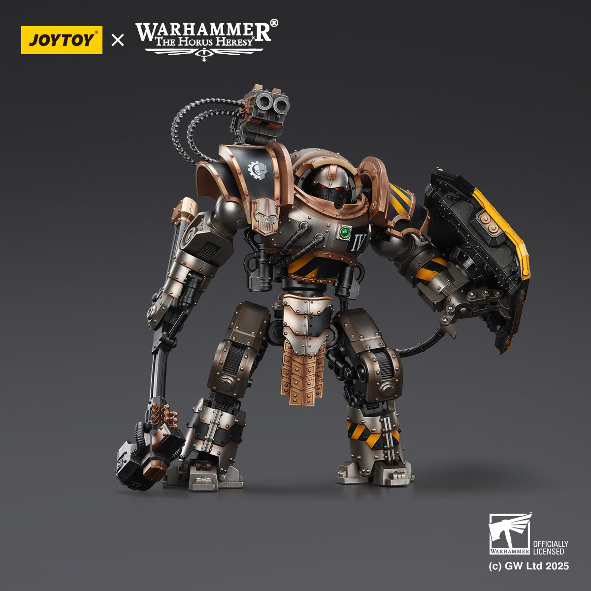 Iron Warriors Iron Circle Domitar-Ferrum Class Battle-automata with Karceri Battle Shield and Graviton Crusher- Warhammer "The Horus Heresy" Action Figure By JOYTOY