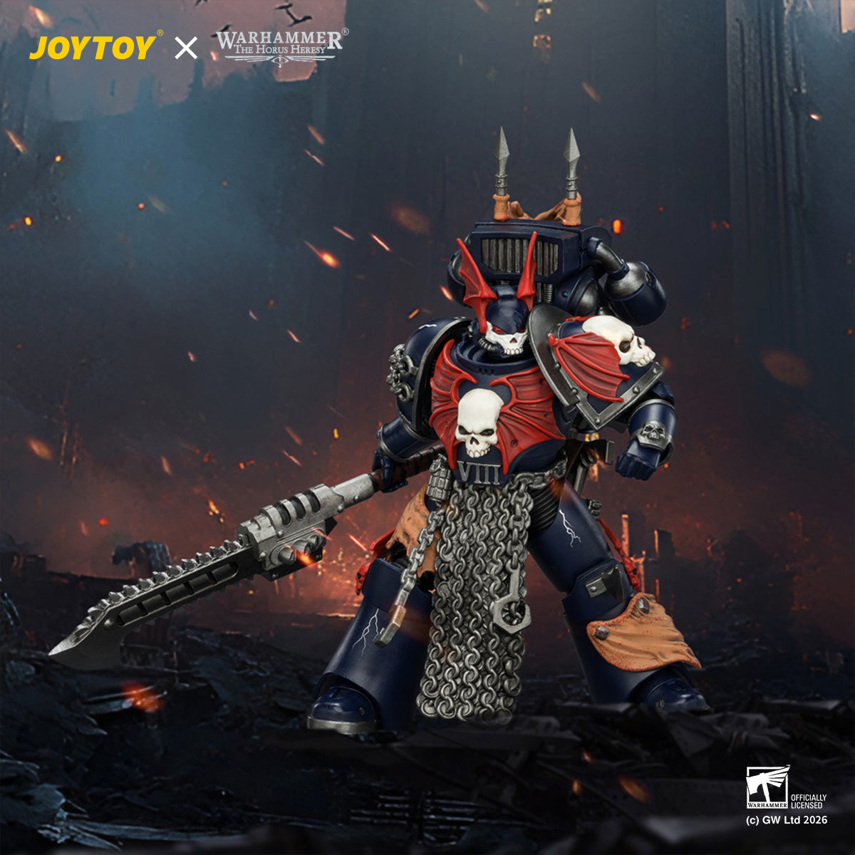 Night Lords Legion Praetor with Jump pack - "The Horus Heresy" Primarch-Warhammer 40k 1/18 Action Figure By JOYTOY
