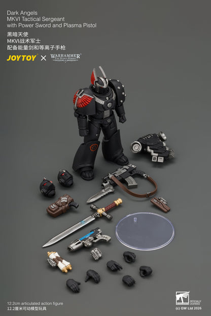 Dark Angels MKVI Tactical Sergeant with Power Sword and Plasma Pistol - Warhammer "The Horus Heresy" 1/18 Action Figure By JOYTOY