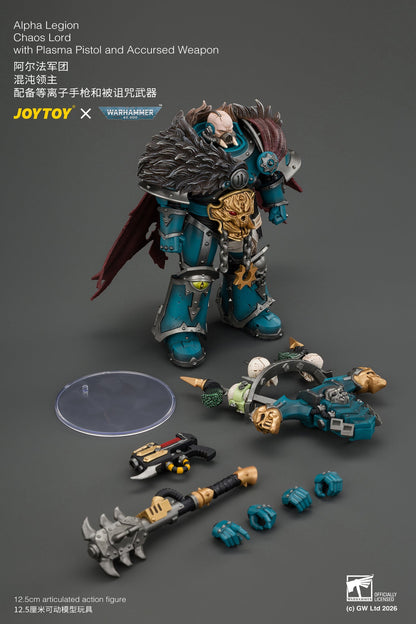 Alpha Legion Chaos Lord with Plasma Pistol and Accursed Weapon - Warhammer 40K 1/18 Action Figure By JOYTOY