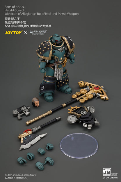 Sons of Horus Herald Consul with Icon of Allegiance, Bolt Pistol and Power Weapon - "The Horus Heresy" Warhammer 1/18 Action Figure By JOYTOY