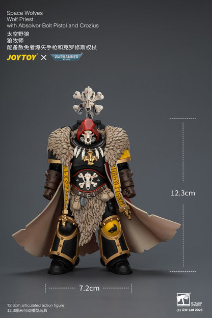 Space Wolves Wolf Priest with Absolvor Bolt Pistol and Crozius - Warhammer 40k 1/18 Action Figure By JOYTOY