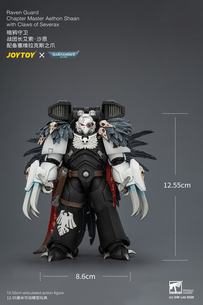 Raven Guard Chapter Master Aethon Shaan with Claws of Severax and Heavy Bolt Pistol - Warhammer 40k 1/18 Action Figure By JOYTOY