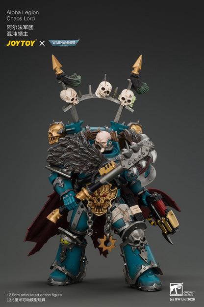 Alpha Legion Chaos Lord with Plasma Pistol and Accursed Weapon - Warhammer 40K 1/18 Action Figure By JOYTOY