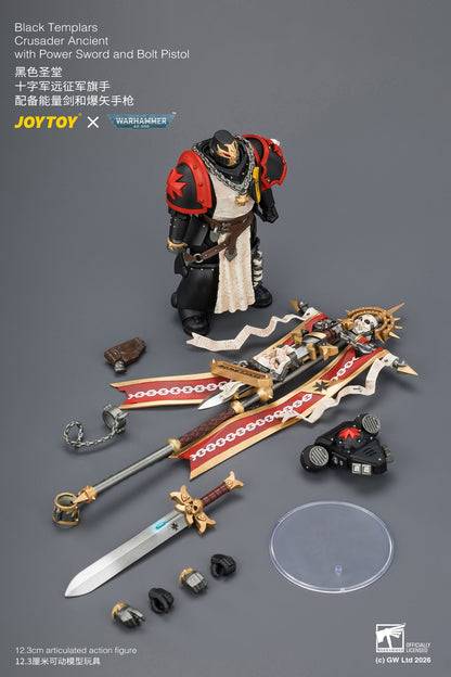 Black Templars Crusader Ancient with Power Sword and Bolt Pistol - Warhammer 40K 1/18 Action Figure By JOYTOY
