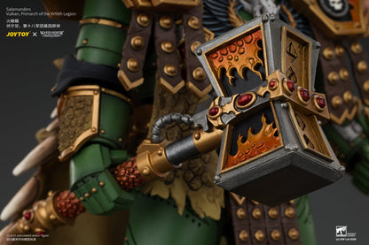 Salamanders Vulkan, Primarch of the XVlllth Legion with Dawnbringer, The Furnace's Heart and Dragon's Breath Gauntlet - Warhammer 30k 1/18 Action Figure By JOYTOY