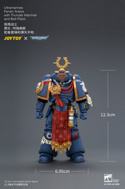 Ultramarines Ferren Areios with Thunder Hammer and Bolt Pistol - Warhammer 40k 1/18 Action Figure By JOYTOY