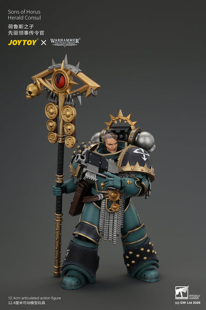 Sons of Horus Herald Consul with Icon of Allegiance, Bolt Pistol and Power Weapon - "The Horus Heresy" Warhammer 1/18 Action Figure By JOYTOY