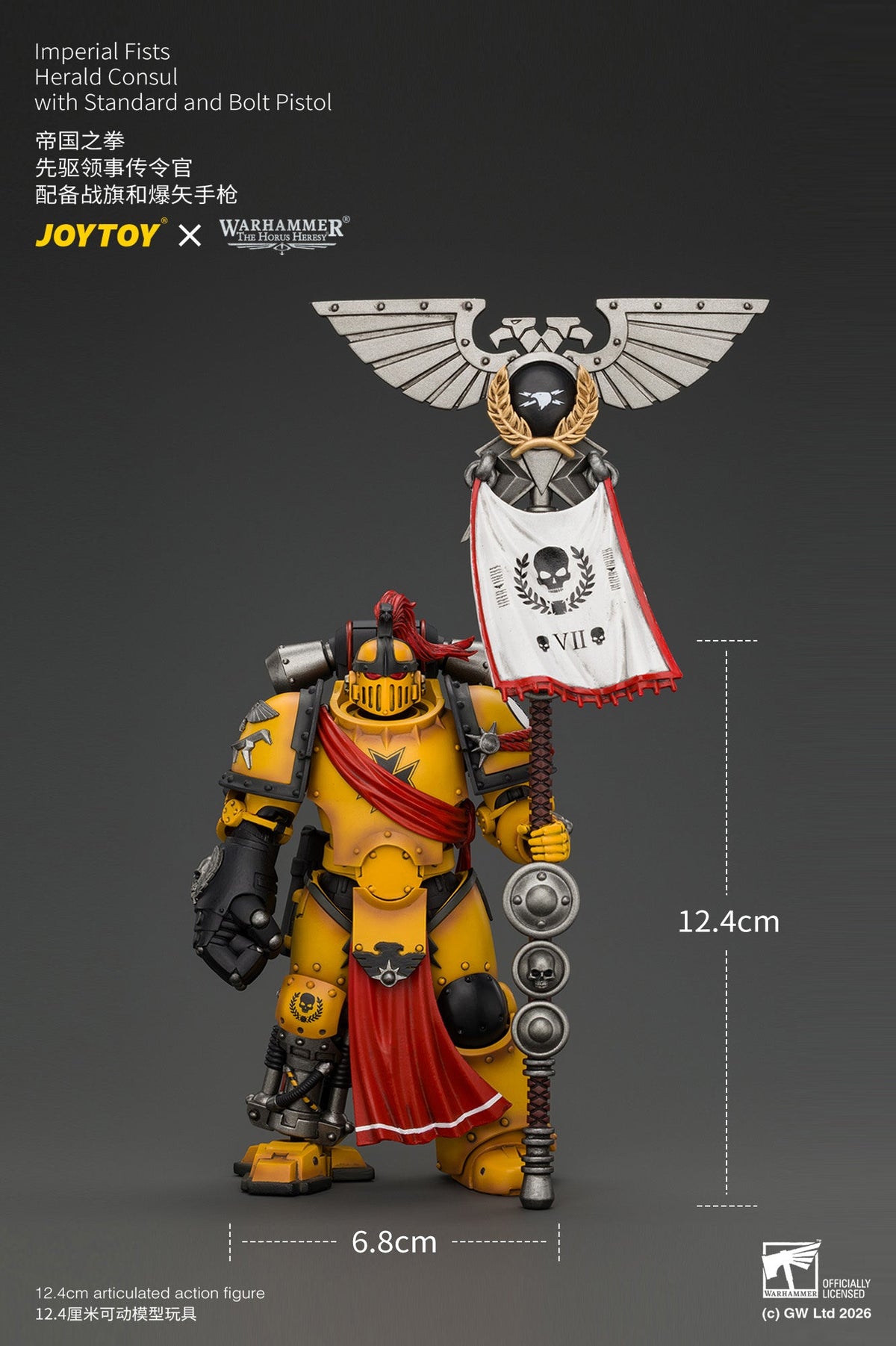 Imperial Fists Herald Consul with Standard and Bolt Pistol - Warhammer "The Horus Heresy" 1/18 Action Figure By JOYTOY